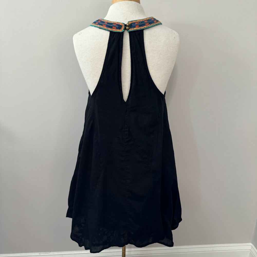 Free People Embroidered Trapeze Mini Dress Keyhole Back Small - Picture 8 of 14